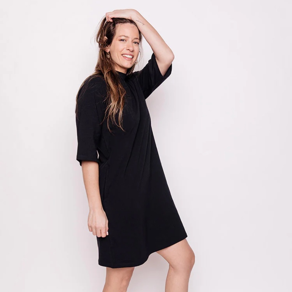 Like New - Mata Traders Mockneck Black Dress